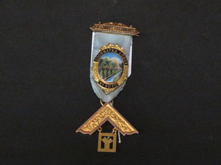 A Masonic 9ct gold and enamelled Past Masters jewel for  Goodmayes Lodge no. 5070