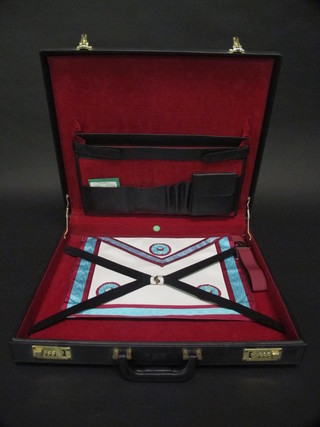 A Mark Master Masons apron complete with attache case