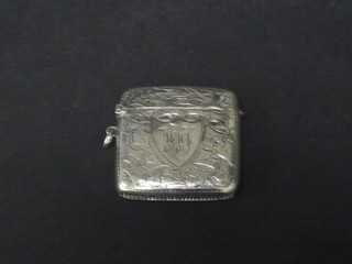 An engraved silver vesta case, Birmingham 1906