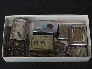4 various vesta cases, a brass match slip case and 5 various metal match boxes