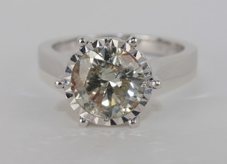 An 18ct white gold dress ring set a solitaire diamond, approx  2.20ct