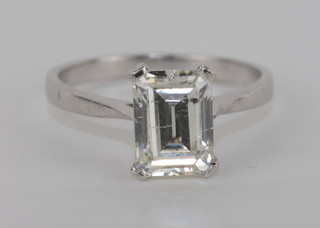 A lady's 18ct white gold dress ring set an emerald cut diamond approx. 2.07ct