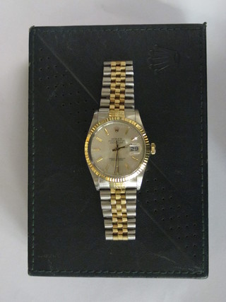A gentleman's Rolex Oyster Perpetual Date-just wristwatch contained in a bi-metal case with bi-metal strap   ILLUSTRATED