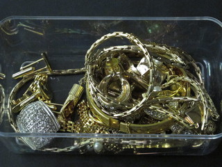 A collection of gilt metal and other costume jewellery