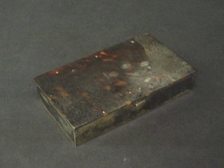 A rectangular silver box with tortoiseshell hinged lid, London  1921 6", slight chip to lid,