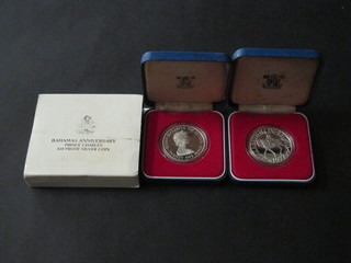 A 1977 Silver Jubilee silver proof crown, a Jersey Bailiwick  1978 silver proof crown and a Bermuda anniversary $10 proof  coin