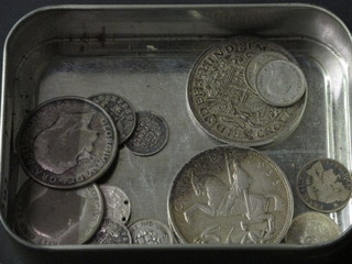 A George V 1935 crown, 1936 do. and a collection of silver coins