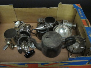 A silver plated teapot and a quantity of silver plated items