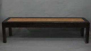 An Oriental rectangular hardwood table/bench 81 1/2"