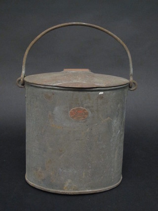 A 20th Century oval aluminium and brass mounted milk pail marked Lister Ryle Glatting