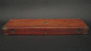 A Victorian mahogany and brass banded shot gun case labelled  Frederick Barnes & Co 109 Fenchurch Street 32"