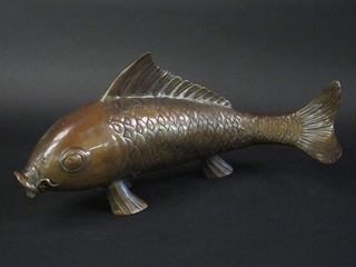 A large modern bronzed figure of a carp 23"