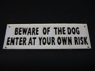 A rectangular cast iron sign - Beware of the Dog 5" x 16"