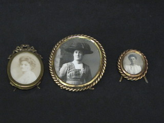 A 19th/20th Century oval brass easel photograph frame 2" and 2  others 1" and 3"