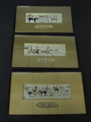 3 cineographs - fox hunting scenes "The Meet, Full Cry and The Death" 2" x 6"