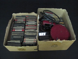2 boxes containing a collection of black and white photographic slides