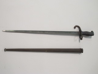A French chassepot bayonet complete with metal scabbard