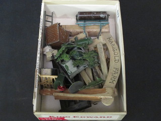A Britains garden roller and other Britains figures etc
