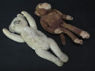 A figure of a brown bear with articulated limbs 10" and a figure  of a monkey 10"