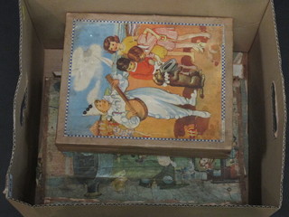 2 Victorian 4 sided wooden jigsaw puzzles and a Glebun 4 sided puzzle