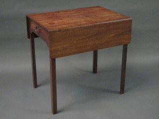 A 19th Century mahogany Pembroke table fitted a drawer, raised  on square supports 27 1/2"