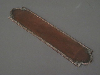 An arched gilt metal door finger plate 11 1/2"