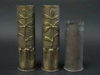 An 1897 Continental shell case together with 2 Trench Art shell cases