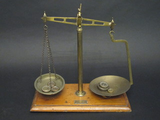 A pair of 19th Century brass pan scales by F Quinney & Sons,  also marked Miles & Co Shoreditch