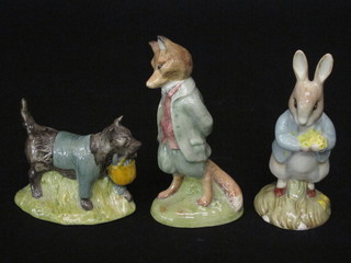 2 Royal Albert Beatrix Potter figures - John Joiner, Peter with Daffodil and a Beswick figure - Foxey Whiskered Gentleman