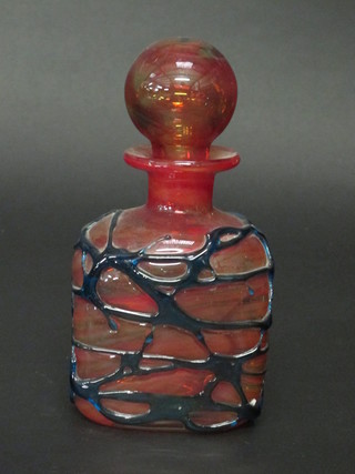A rectangular Murano amber glass decanter and stopper 9"