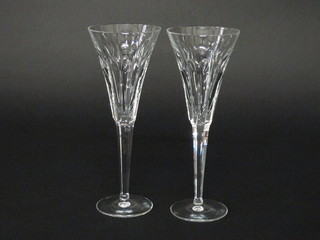 A pair of Waterford Glass champagne flutes, etched hearts