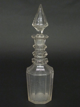 A mallet shaped decanter and stopper 14"
