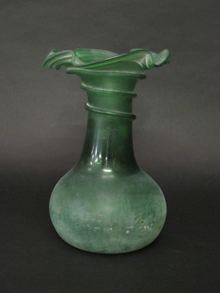 A Roman style green glass vase 14"