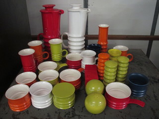 A red and white glazed Carltonware coffee pot and a  collection of various Carltonware comprising condiments, mugs, bowls etc,