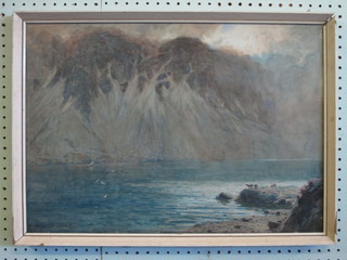 Alfred Heaton Cooper, watercolour drawing "Mountain Lake"  15" x 21 1/2"
