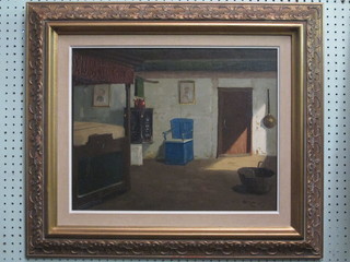 Rasmussen, Continental impressionist oil on canvas "Interior  Scene with Bed and Chair" 15" x 18 1/2" signed to bottom  right hand corner  ILLUSTRATED