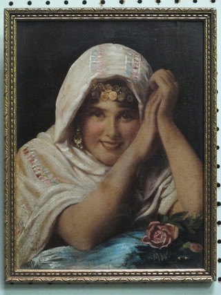 A coloured print "Seated Gypsy Girl" 9 1/2" x 7"