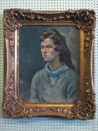 Jan Korwin-Kochanowski, oil on board "Portrait of a Girl" 20" x  16"  ILLUSTRATED
