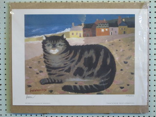 Mary Fedden, limited edition coloured print 225/500 "Seated  Cat" 12" x 15"