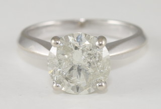 An 18ct white gold dress/engagement ring set a solitaire diamond, approx 3.01ct