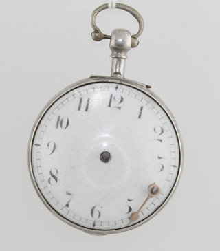 A fusee pocket watch by William Fowle of Uckfield contained in  a silver case, missing outer case