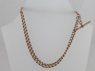 A 9ct gold graduated curb link watch chain 11"
