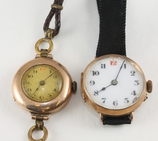 2 ladies gold cased wristwatches