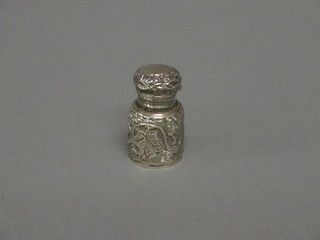 A Victorian embossed silver scent bottle with hinged lid  Birmingham 1890