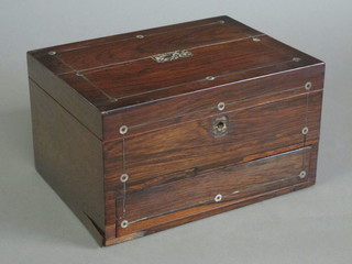 A Victorian rosewood trinket box, hinges f and with split to top, 12"