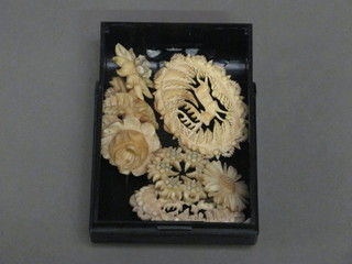 6 pierced and carved ivory brooches