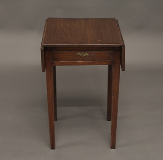 An 18th/19th Century mahogany Pembroke table fitted a frieze  drawer, raised on square tapering supports 15"