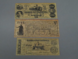 3 American Confederate bank notes