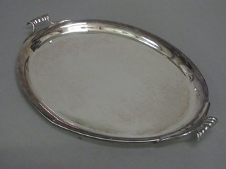 A Danish oval white metal twin handled tea tray 20"