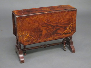A Victorian inlaid figured walnut Sutherland table 24"